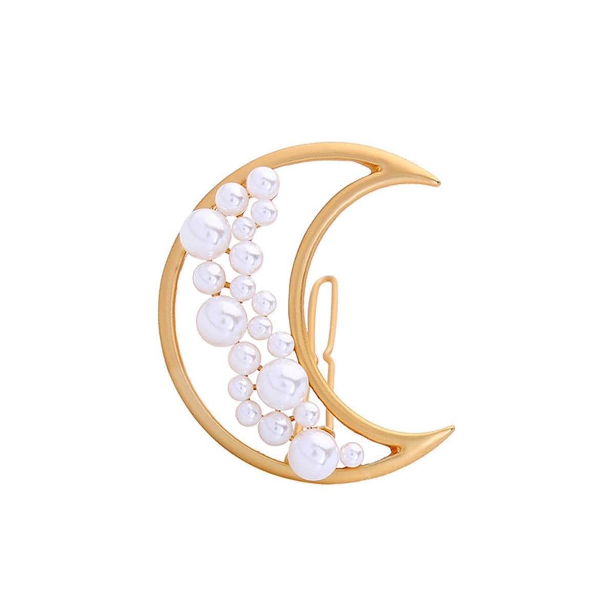 Pearl & Goldtone Moon Hair Clip