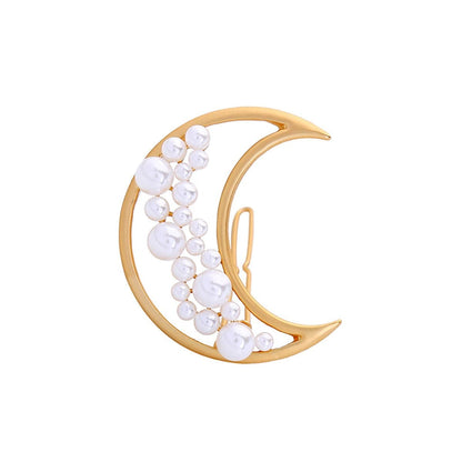 Pearl & Goldtone Moon Hair Clip
