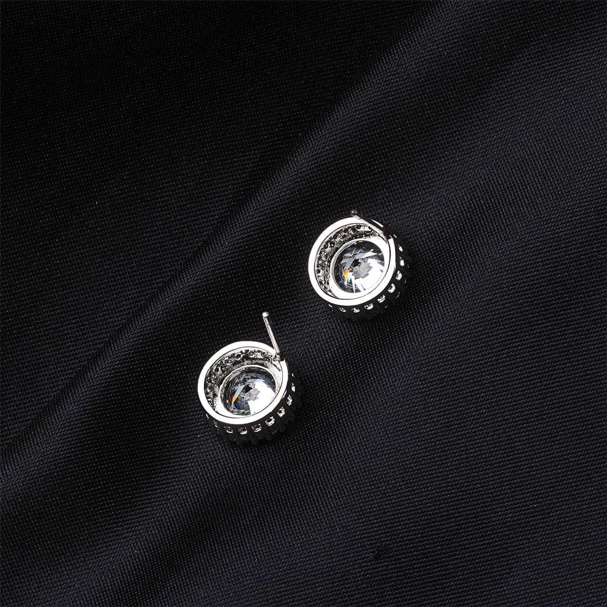 Cubic Zirconia & Crystal Silvertone Hola Stud Earrings