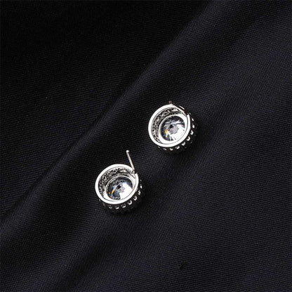Cubic Zirconia & Crystal Silvertone Hola Stud Earrings