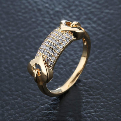 Cubic Zirconia & Goldtone Heart Ring-2