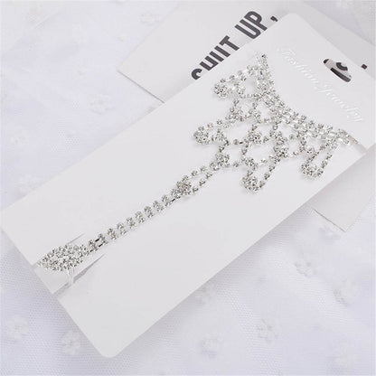 Cubic Zirconia & Silver Plated Ornate Ankle-To-Toe Ring Anklet