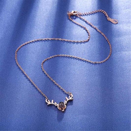 Cubic Zirconia & Crystal Antler Pendant Necklace