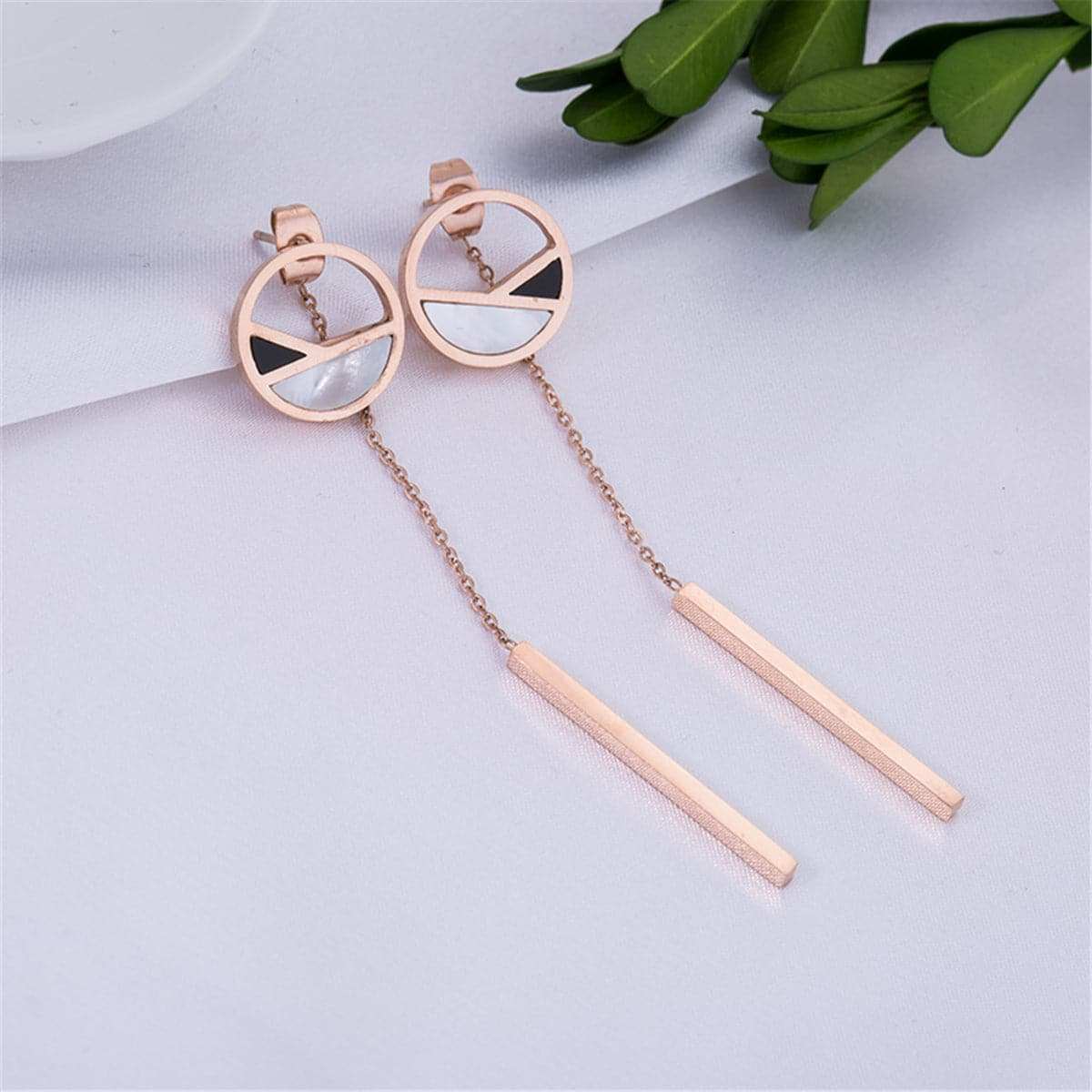 Rose Goldtone Bar & Ring Drop Earring