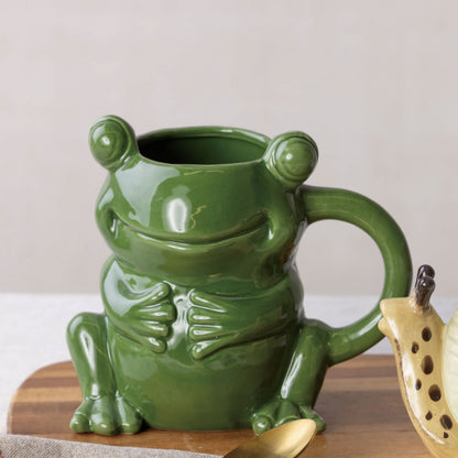 Ceramic Frog Shape Mug Green for Spring Serving and Entertaining