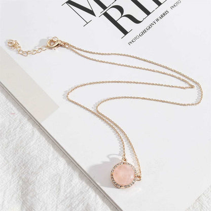Cubic Zirconia & Pink Crystal Halo Round Pendant Necklace