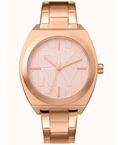 Dkny Women Watch, Rose Gold Color Case, Rose Gold Dial, Rose Gold Color Metal Bracelet, 3 Hands, 5 Atm-3