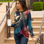 Navy & Red Floral Abstract Print