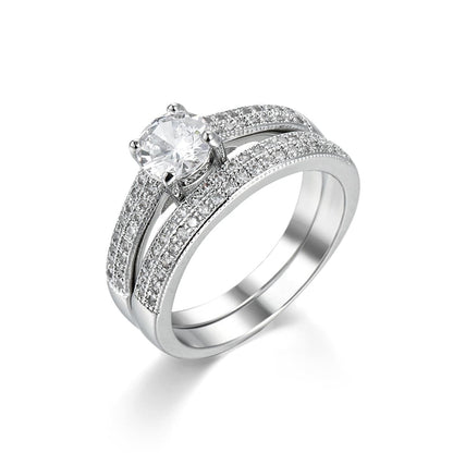 Crystal & Cubic Zirconia Pavé Stacking Ring Set-2