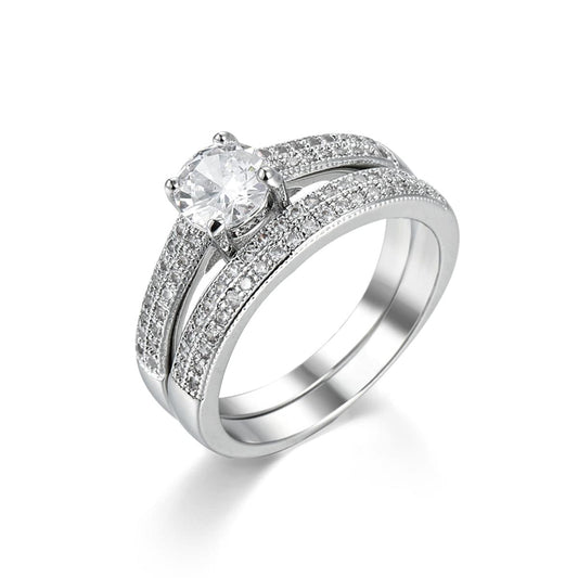 Crystal & Cubic Zirconia Pavé Stacking Ring Set
