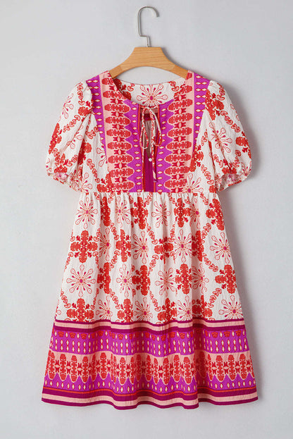 Penny Lace up Mini Dress - Rose / L - 12/14