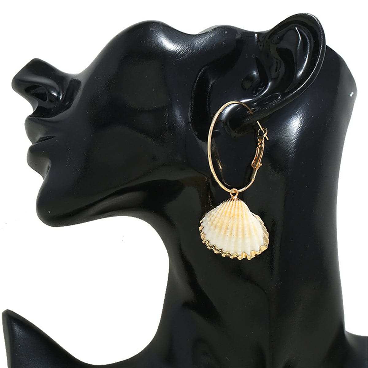Shell & Goldtone Charm Hoop Earrings