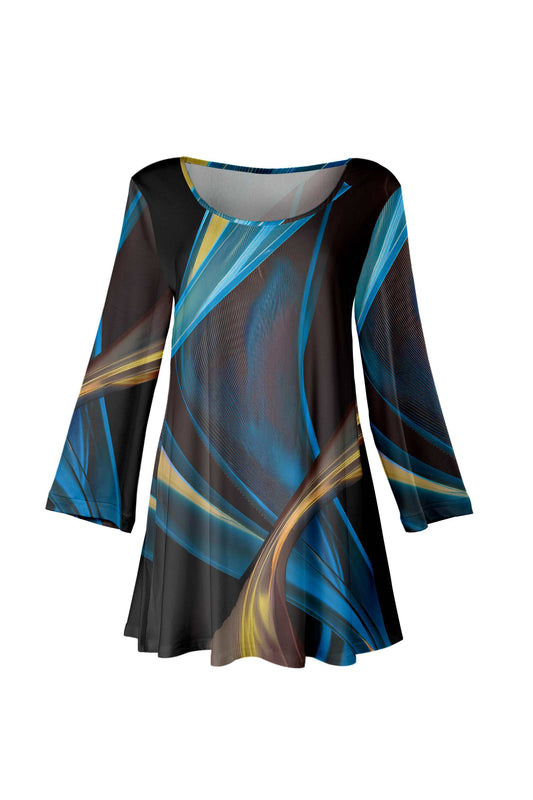 Blue Gold Abstract Print-