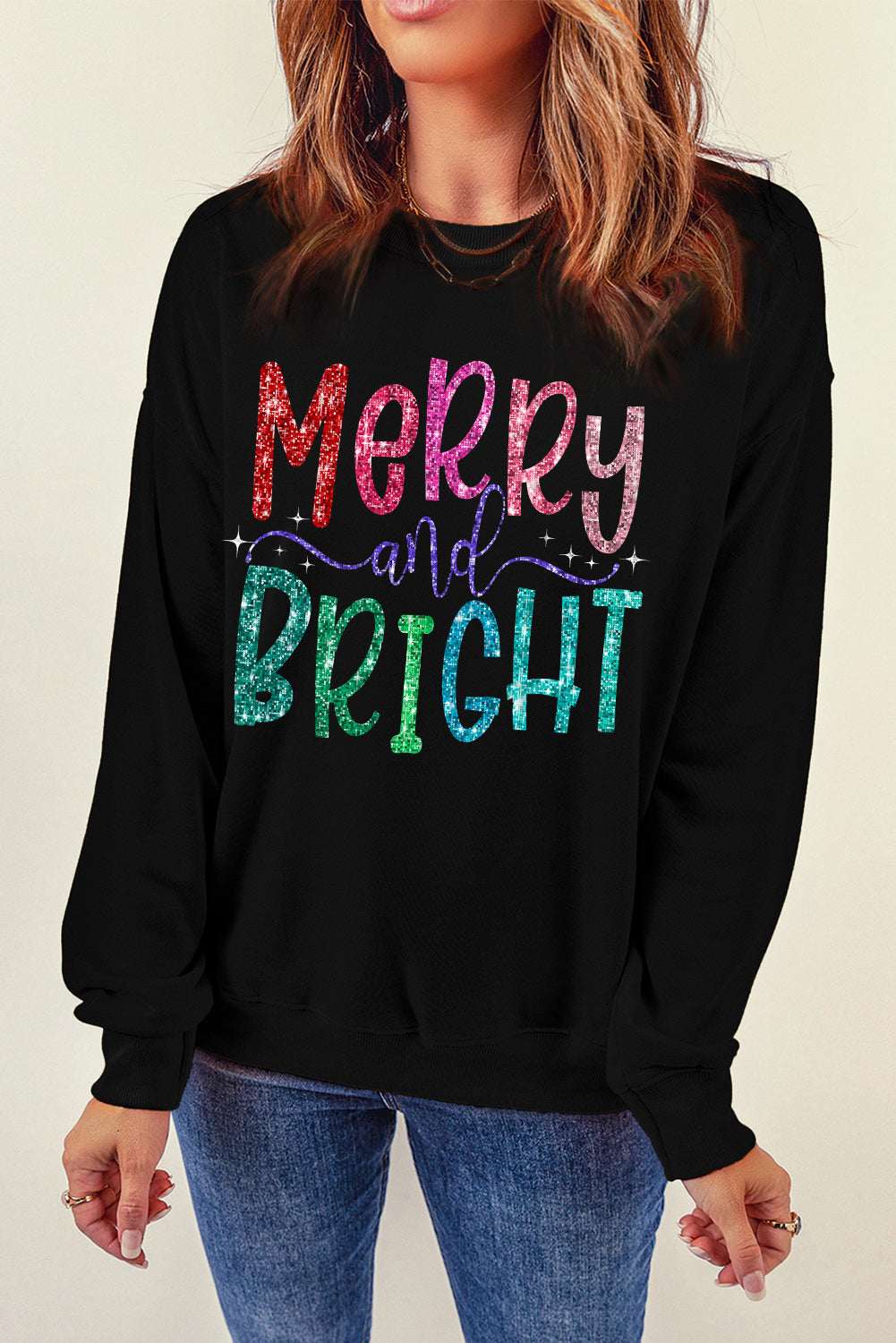 Harper Bright Graphic Christmas Pullover - Black / L - 12/14