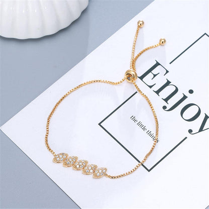 Cubic Zirconia & Goldtone Pear Adjustable Bracelet