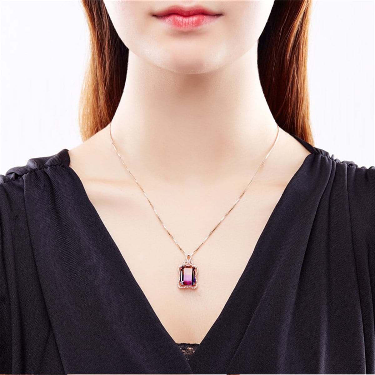 Purple Ombré Crystal & Cubic Zirconia Botany Pendant Necklace