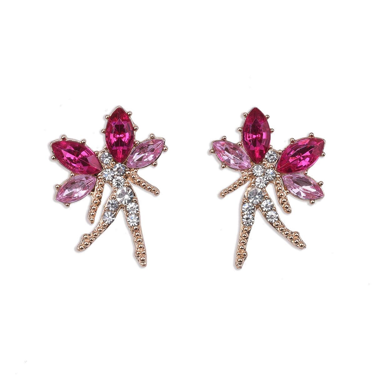 Rose Crystal & Cubic Zirconia Fairy Stud Earrings