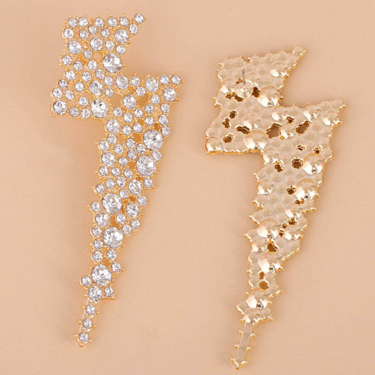 Cubic Zirconia & Goldtone Lightning Stud Earrings