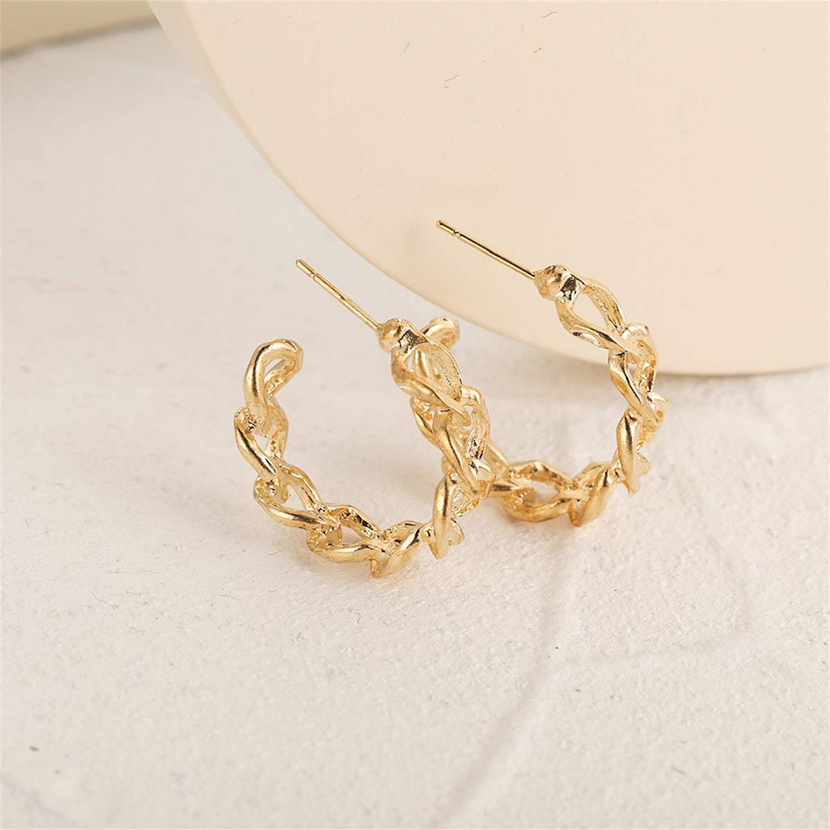 Goldtone Figaro Huggie Earrings