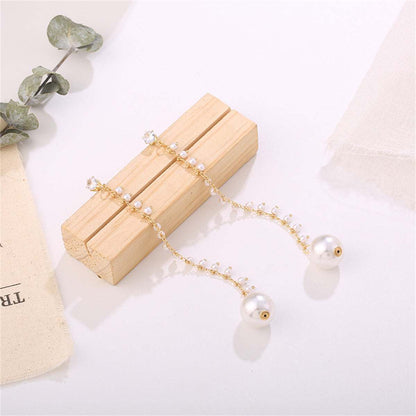 Pearl & Cubic Zirconia Goldtone Tassel Station Drop Earrings