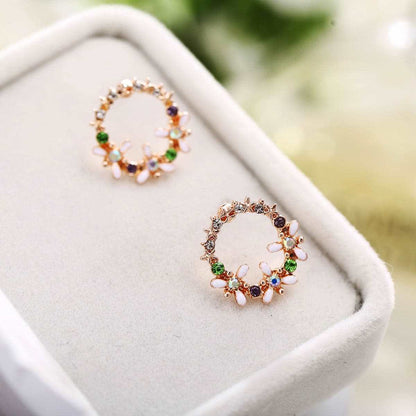 Crystal & Cubic Zirconia Flower Stud Earrings