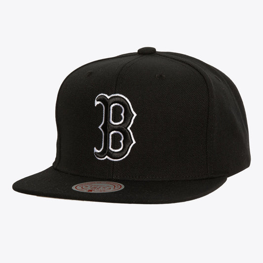 Men's Mitchell & Ness MLB Evergreen Black White Snapback Red Sox