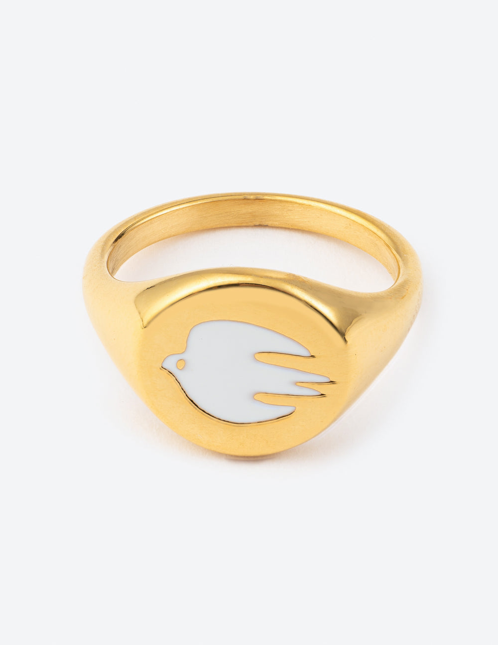 Elevated Faith White Enamel Gold Dove Ring