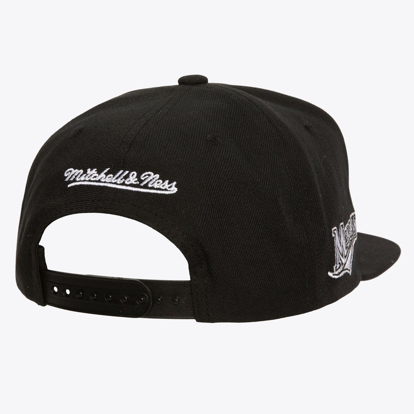 Men's Mitchell & Ness MLB Evergreen Black White Snapback Coop Marlins