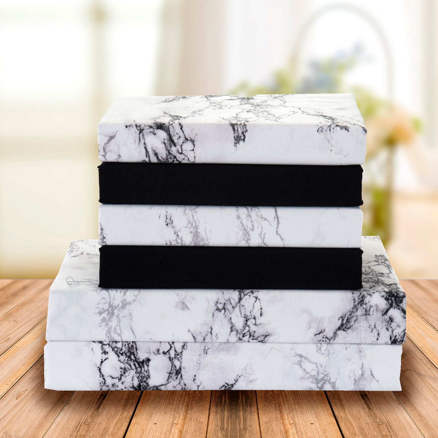Elegant Comfort 6-Piece Marble Printed Pattern - Soft as a Hotel Premium Quality
