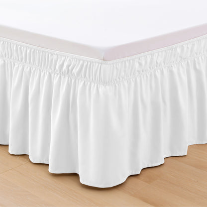 Elegant Comfort Ruffle Bed Skirt - Around Style Elastic Bed Wrap - 16 inch Drop