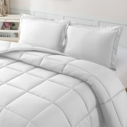 Elegant Comfort 3-Piece Box Stitched Comforter & Shams - Duvet Insert with 4 Corner Tabs