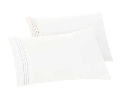 Elegant Comfort Set of 2 Pillowcases- 3 Line Embroidery