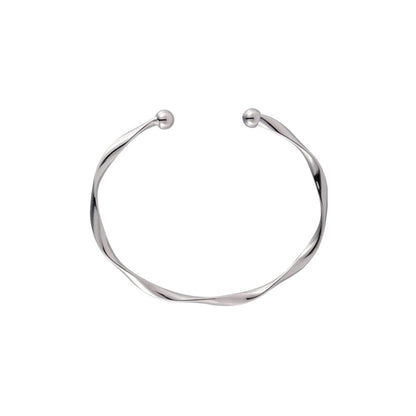 Silvertone Curved Waves Cuff