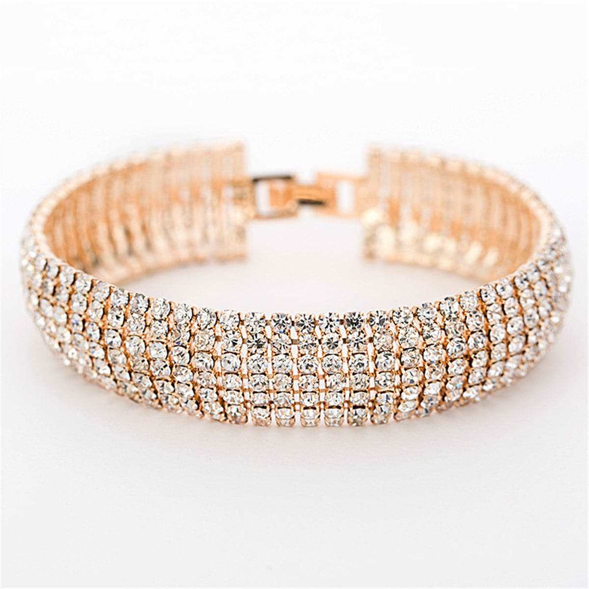 Cubic Zirconia & Goldtone Layer Bracelet-1