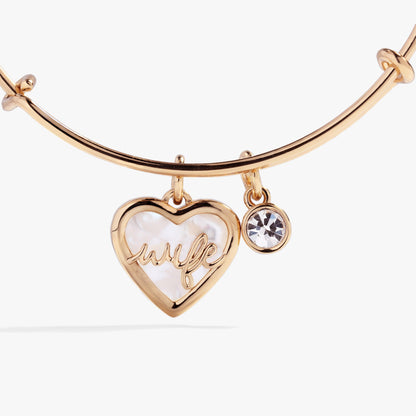 Wife Mother of Pearl Heart Bangle