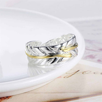 Silvertone & Goldtone Wing Open Ring