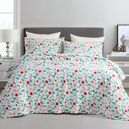 Elegant Comfort 4-Piece Holiday Christmas Velvet Plush Flannel Sheet Set