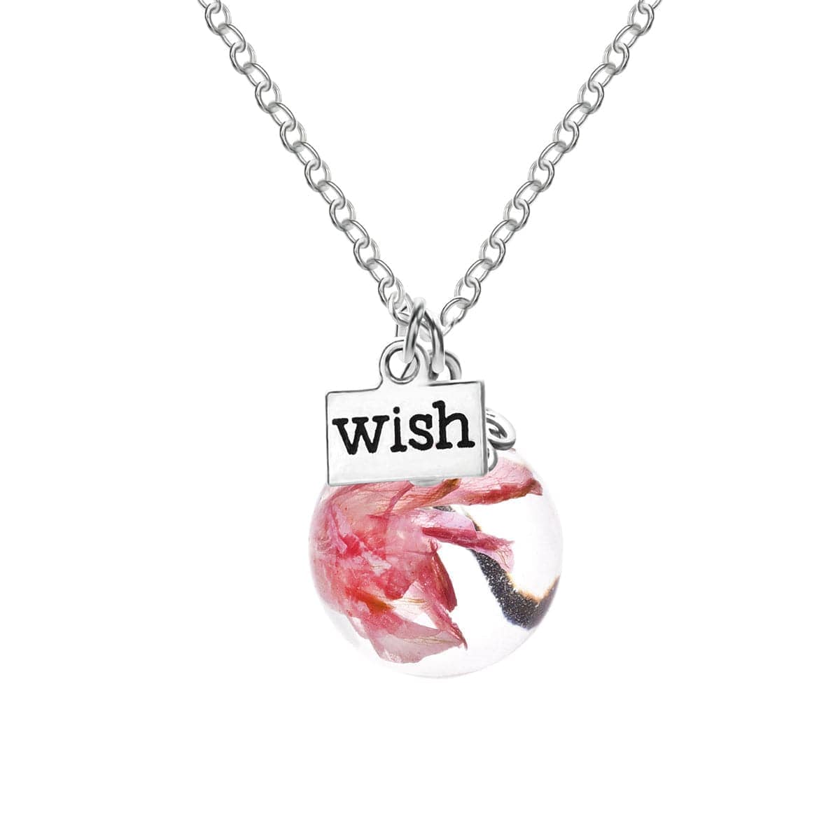 Delphinium & Silvertone 'Wish' Pendant Necklace
