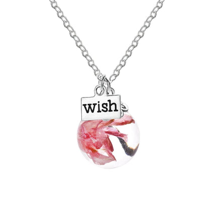 Delphinium & Silvertone 'Wish' Pendant Necklace