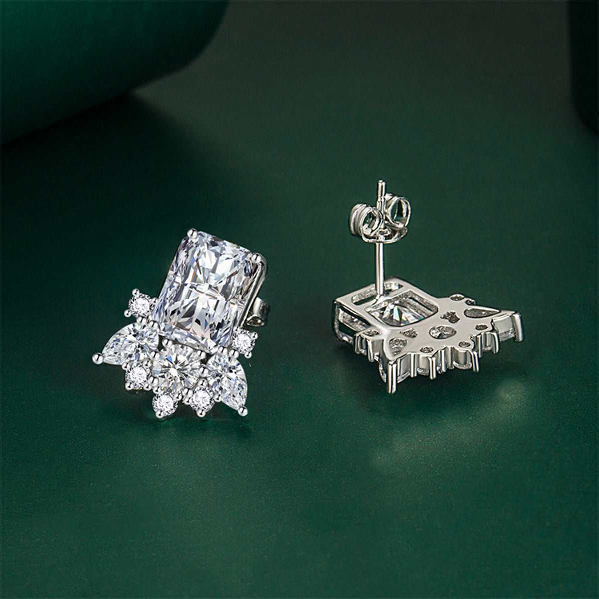 Clear Crystal & Cubic Zirconia Radiant Stud Earrings
