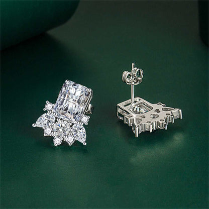 Clear Crystal & Cubic Zirconia Radiant Stud Earrings