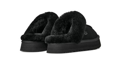 UGG Disquette Womens Platform Slippers — Black Suede