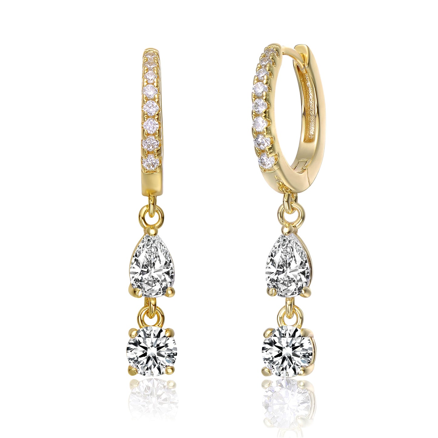 Two-Stone Dangle Huggie Earrings