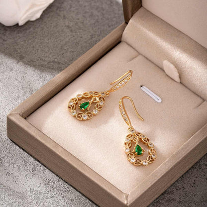 Green Crystal & Cubic Zirconia Goldtone Rattan Drop Hook Earrings