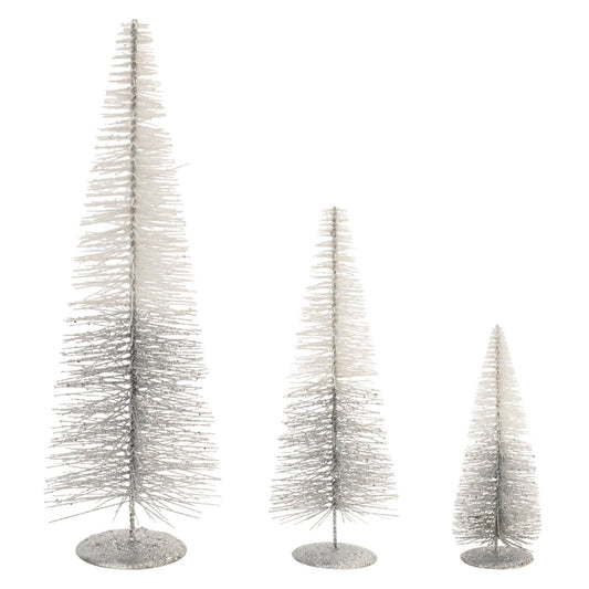 Melrose International Glittered Ombre Bottle Brush Tree (Set of 3)