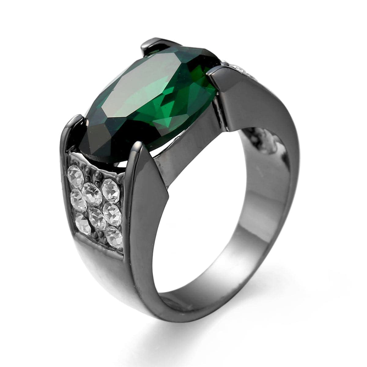 Green Crystal & Cubic Zirconia Oval-Cut Ring-3