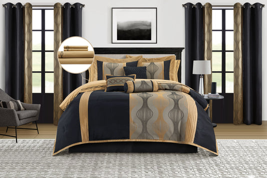 Nanshing Kath 15 Piece Jacquard Geometric Comforter Set Room in a Bag