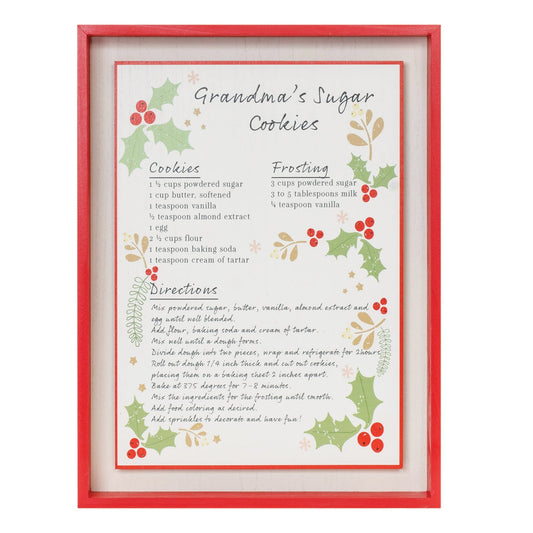 Melrose International Framed Grandma's Sugar Cookie Recipe 16.5"H