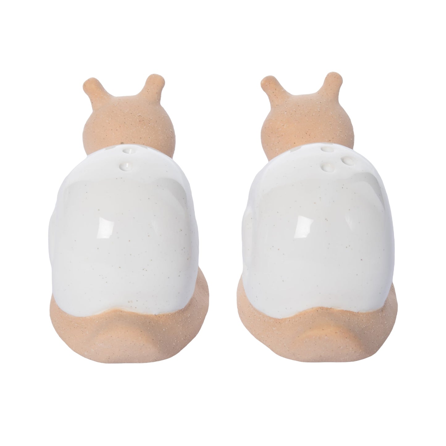Ceramic Snail Salt and Pepper Set of 2 White for Spring Serving and Entertaining