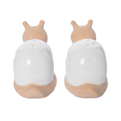 Ceramic Snail Salt and Pepper Set of 2 White for Spring Serving and Entertaining